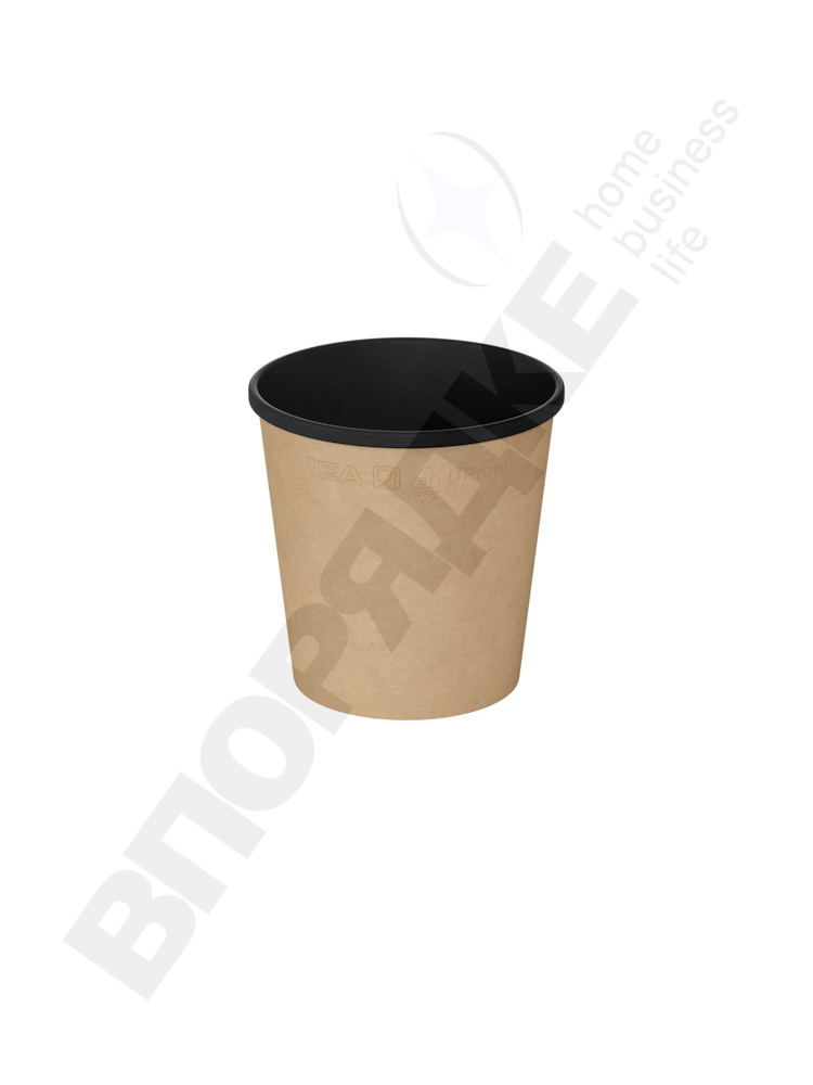 Контейнер д/супа OneBowl UP bottom "1EA" крафт 520мл BLACK (550) 25шт/уп