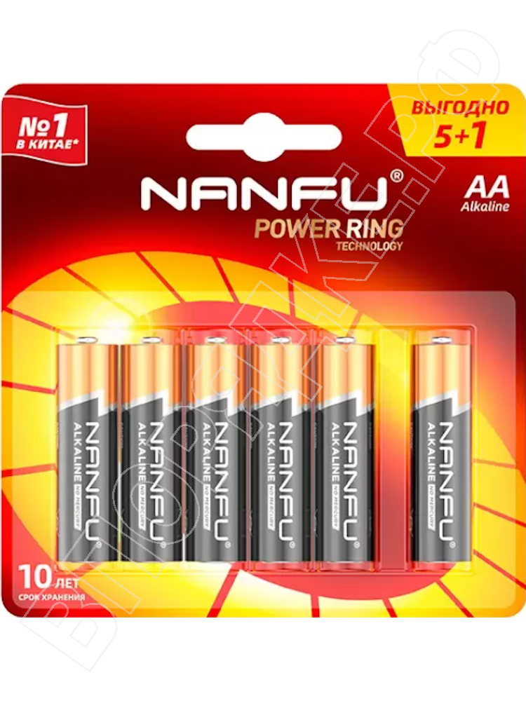 Батарейки Nanfu AA (пальчиковые) 5+1шт/уп