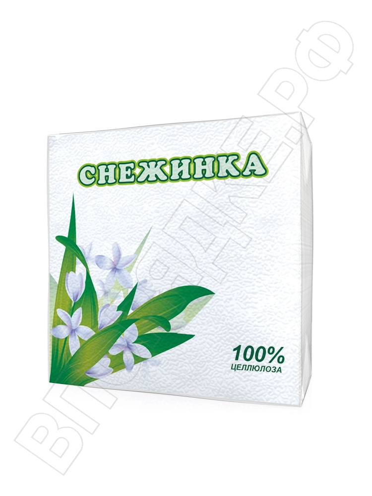 Салфетки "Снежинка" ПК 24*24 белые (1сл) 100шт*24пач/уп