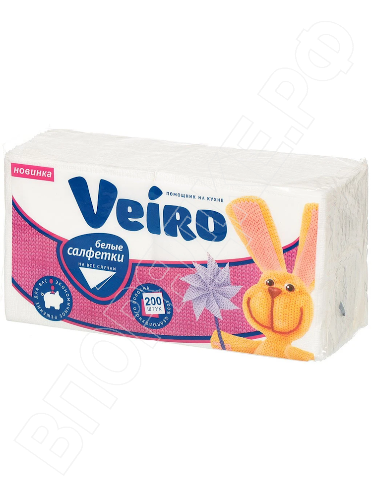Салфетки "Veiro" белые 1сл. (большая упаковка) 200шт*27п/1уп