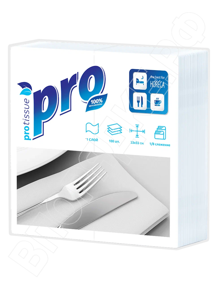 Салфетки "Protissue" 33*33 1/8слож. С232 1сл. белые (20) 100шт/уп