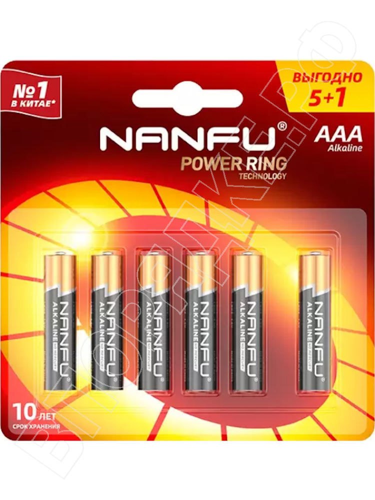 Батарейки Nanfu AAA (мизинчиковые) 5+1шт/уп