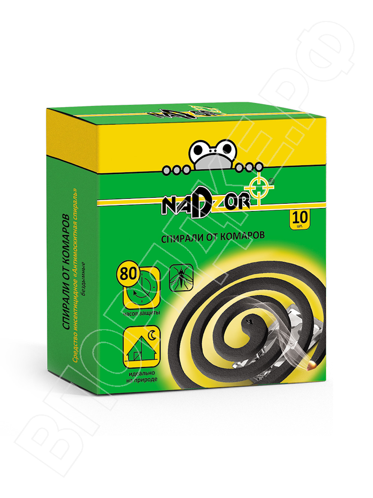 Спираль от комаров ЧЕРНАЯ "NADZOR" малодымная 10шт/уп
