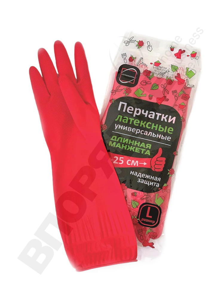 Перчатки "КП" с длинной манжетой 25см L 1пара/уп