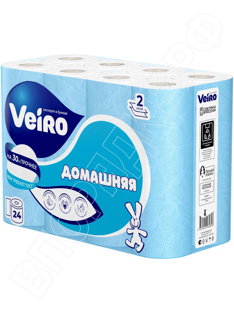 Туал.бум."Veiro" 1С224 Домашняя 2сл. 15м 24рул/уп (3*24)