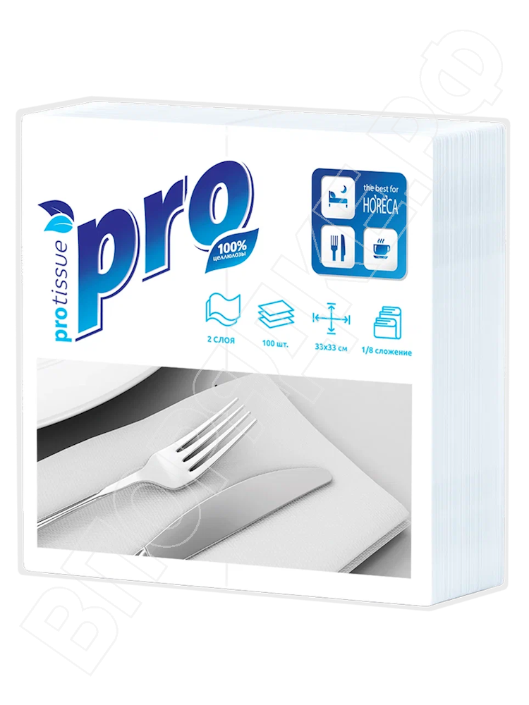 Салфетки "Protissue" 33*33 1/8слож. С233 2сл. белые (24) 100шт/уп