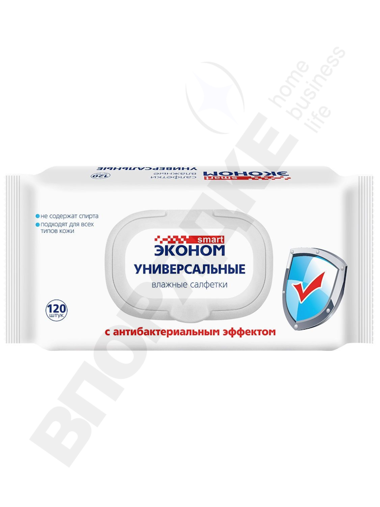 Влажные салфетки Эконом smart с пластиковым клапаном 120шт/уп