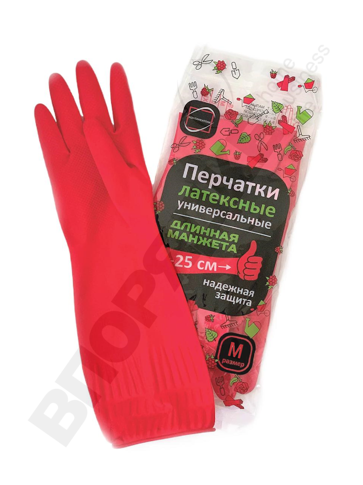 Перчатки "КП" с длинной манжетой 25см M 1пара/уп