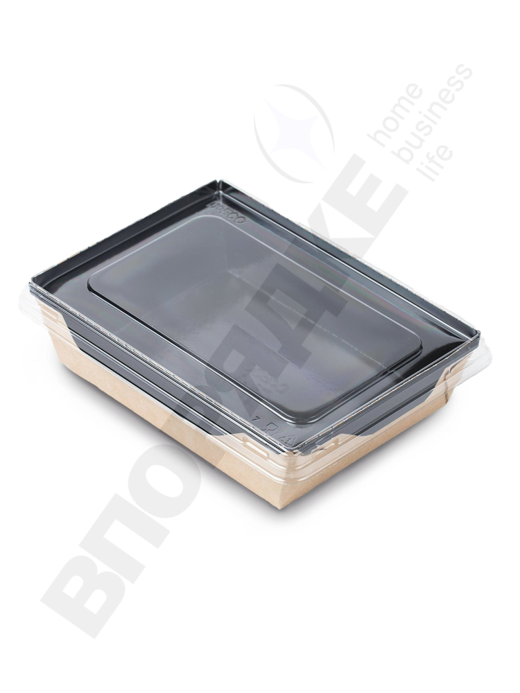 Контейнер салатник с прозр.крышкой "DoECO OpSalad 800" Black (400) 800мл 50шт/уп