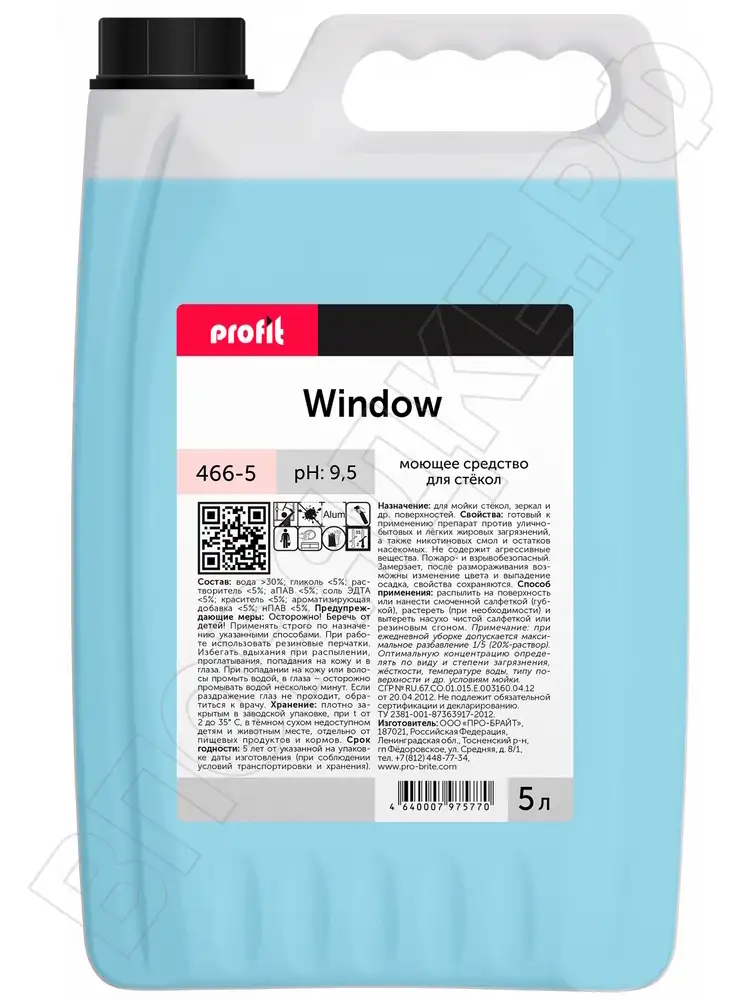 Profit Window Моющее для стекол готовый к применению 5л